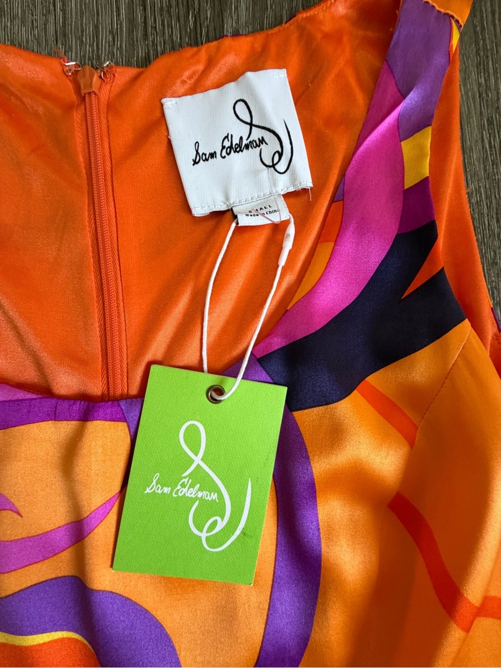 Sam Edelman Orange Sleeveless Dress with Purple Swirl Print - Picture 2 of 7